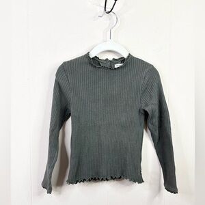 The new society green ribbed ruffle top lettuce hem size 4